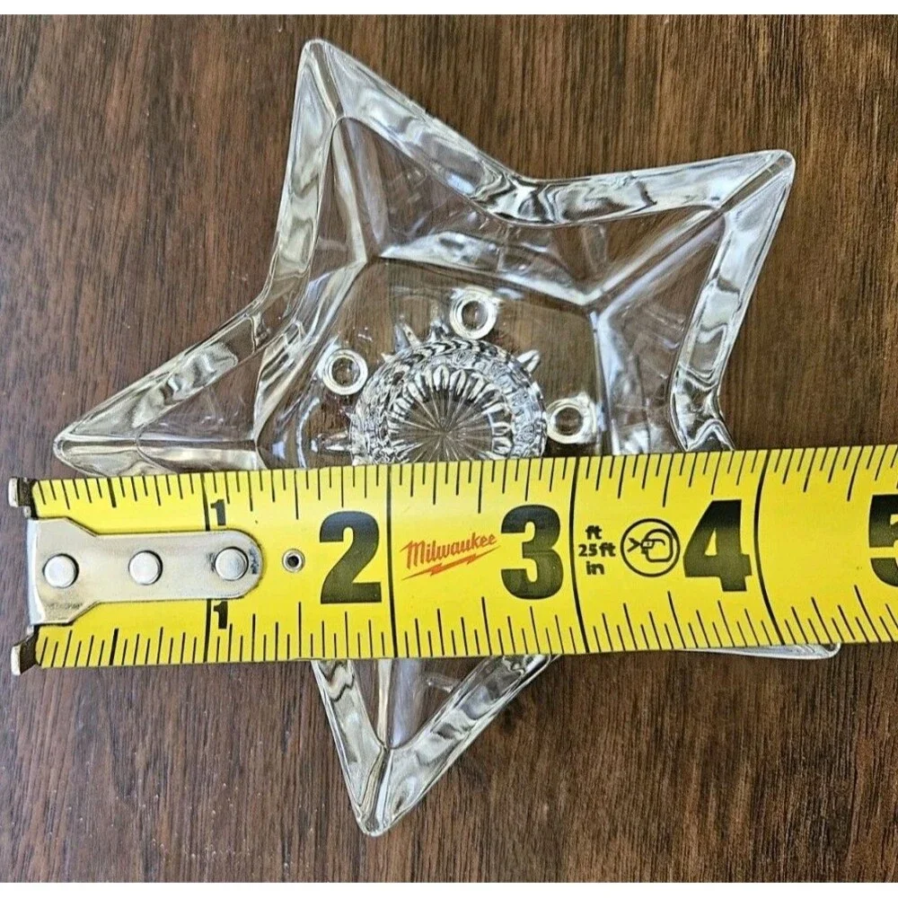 Vintage Clear Glass Star Candle Holders Set of 2 Taper Holders